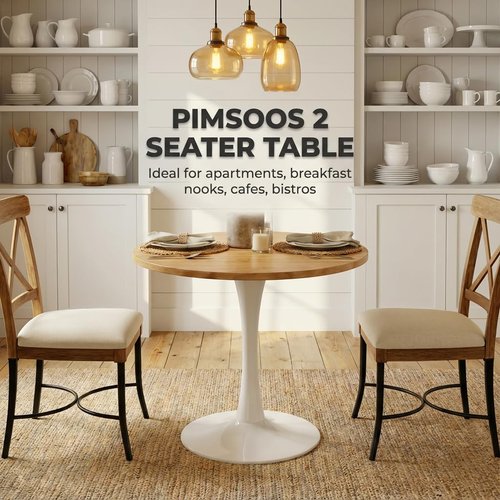 23.62" Small Round Dining Table for 2 – Durable & Well-Made Tulip Table with Sturdy Metal Frame, Compact 2-Seater Kitchen or Dining Room Table for Small Spaces, Apartments, Café, Restaurant, Office 1