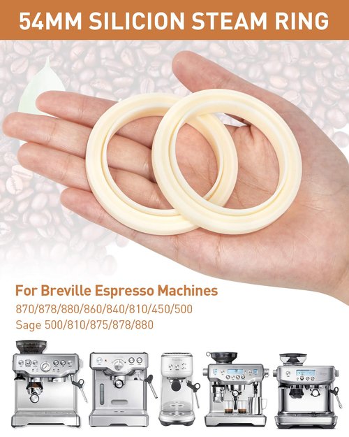 54mm Silicone Steam Ring, 2PCS Grouphead Gasket Replacement Parts, No BPA Silicone Gasket Seal, for Breville Espresso Machine 878/870/860/840/810/500/450/ Sage 500/870/875/880/810/878