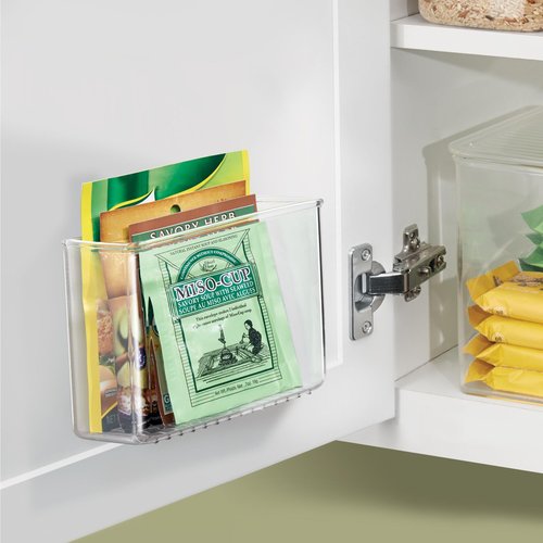 iDesign Adhesive Organizer Bin - Damage-Free Hanging for Kitchen, Bathroom, or Office - Set of 2 - Clear