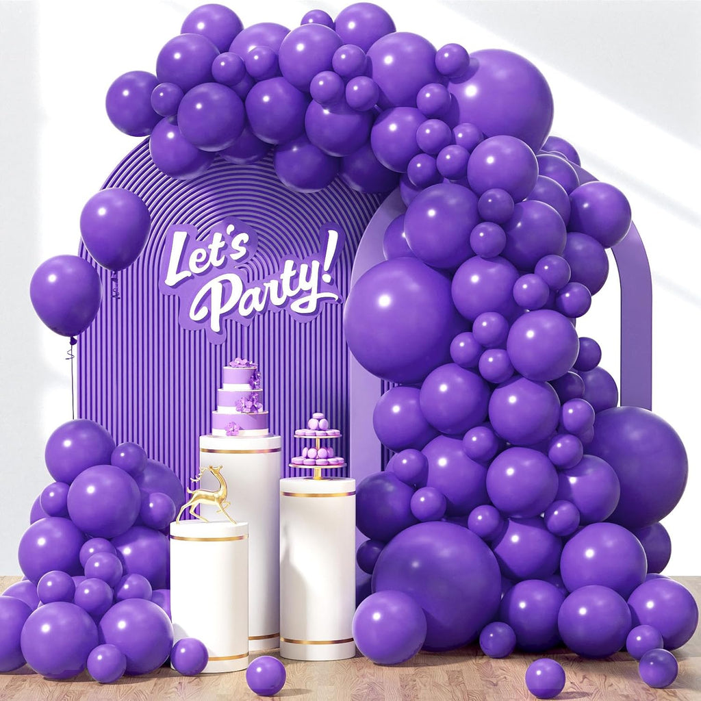 Purple Balloons Kit by [Brand Name] - 120-Piece Set with 5 to 18-Inch Sizes for Birthday & Baby Shower Decor