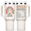 Lifecapido School Counselor Appreciation Gifts, 40oz Shape Little Minds Insulated Tumbler with Lid & Straw, School Counselor Gifts for Appreciation Week Christmas(Cream)