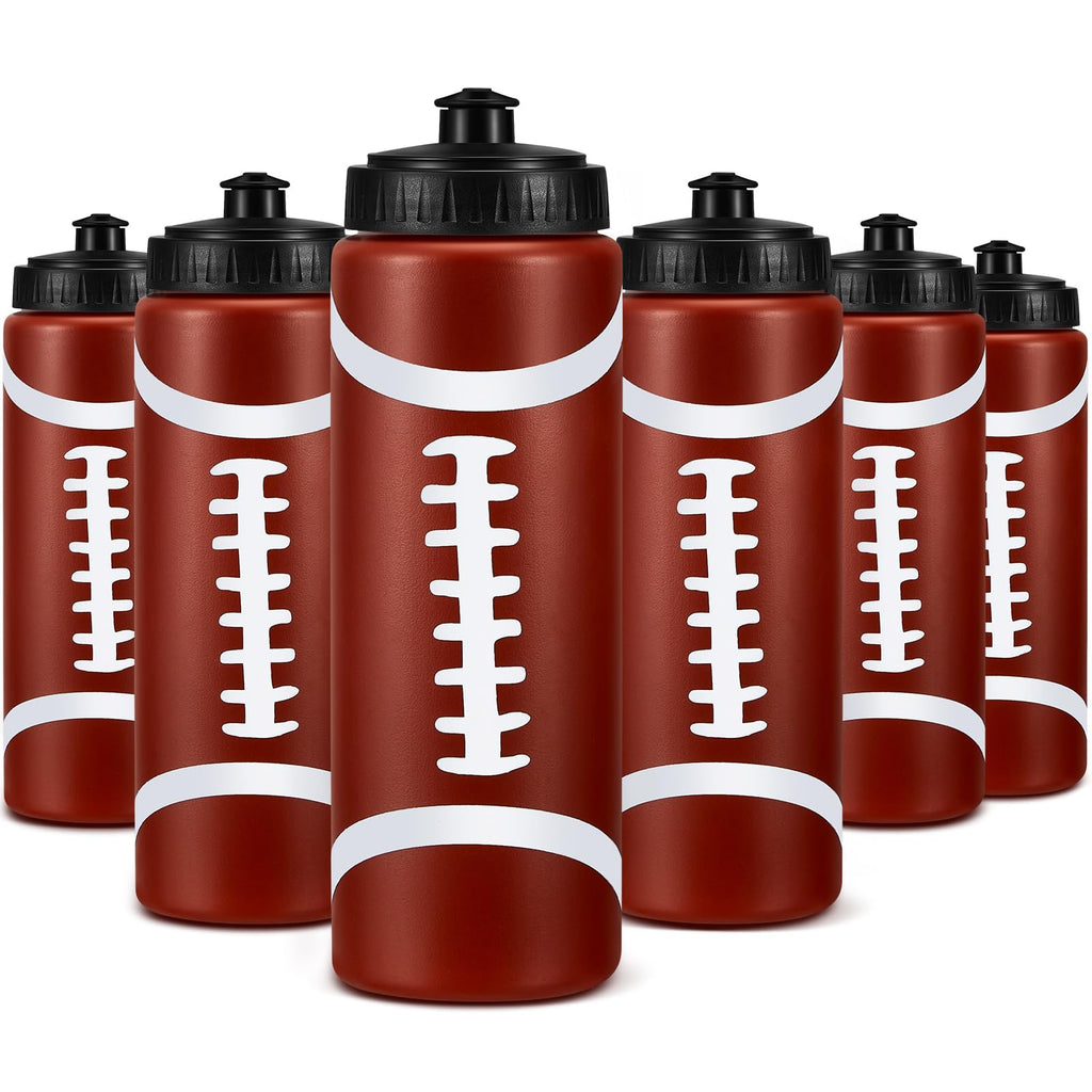 Yaomiao 6 Pcs Football Water Bottle, Football Party Favors Bulk, 20 oz Reusable Bpa-free Squeeze Water Bottles, Stuff for Sports Gifts, Team Gifts, Birthday, Tailgate Parties