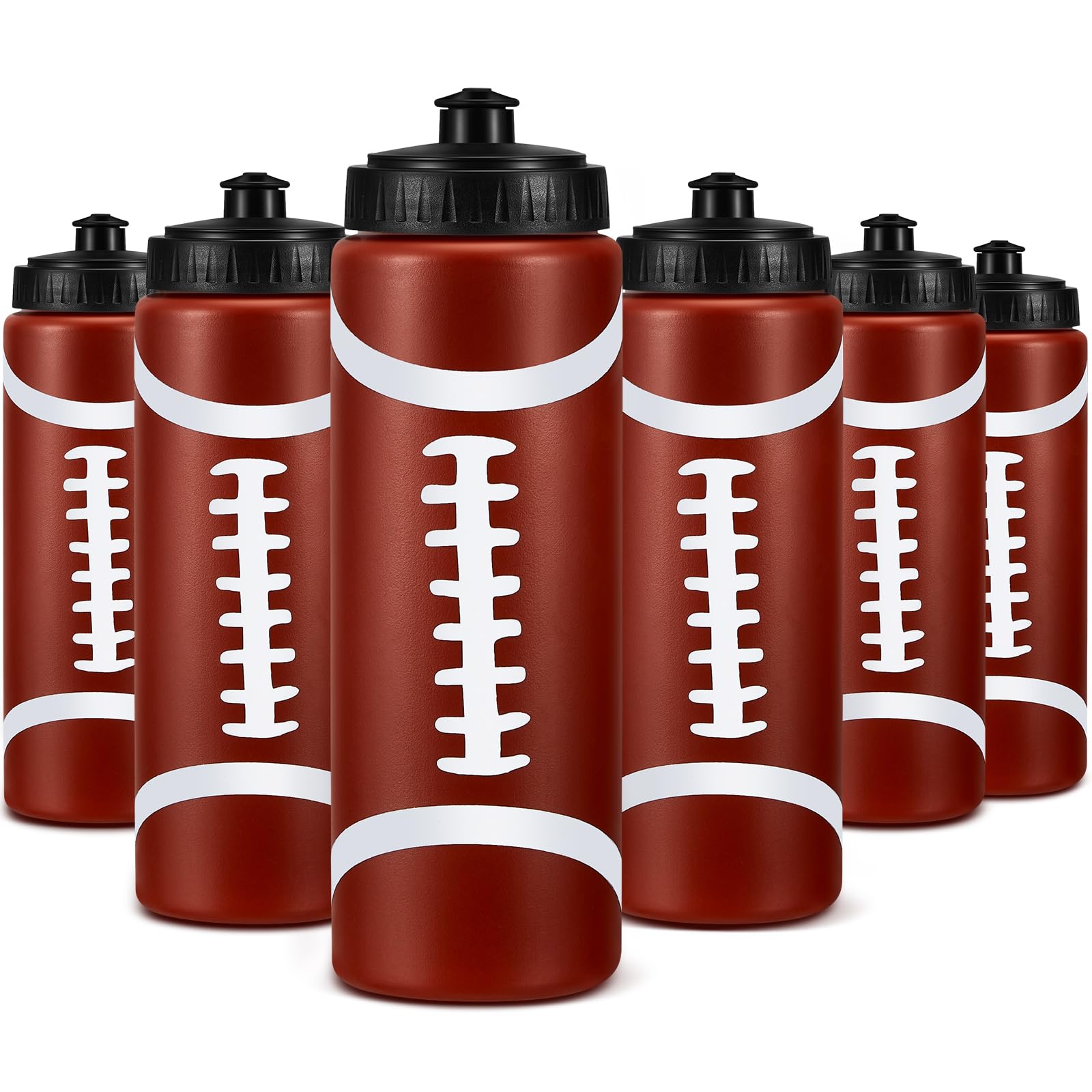 Yaomiao 6 Pcs Football Water Bottle, Football Party Favors Bulk, 20 oz Reusable Bpa-free Squeeze Water Bottles, Stuff for Sports Gifts, Team Gifts, Birthday, Tailgate Parties
