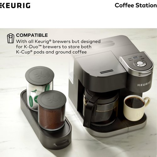 Keurig K-Cup Pod & Ground Coffee Storage Unit, Coffee Storage, Holds up to 12 ounces of Ground Coffee & 12 K-Cup Pods, Black