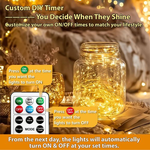 HXWEIYE 6 Pack Rechargeable Fairy Lights Battery Operated with Remote & DIY Timer, 7ft 20LED Mini Twinkle String Light for Mason Jar DIY Wedding Table Centerpieces Party Bedroom Christmas (Warm White)
