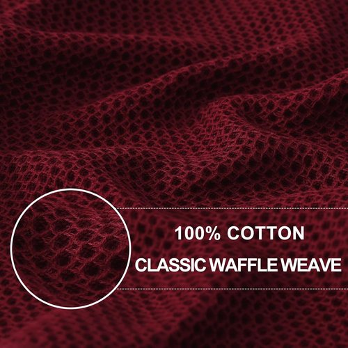 Homaxy Kitchen Dish Cloths - Ultra Soft 100% Cotton Waffle Weave, Quick Drying, 12x12 Inches, 6-Pack | Burgundy