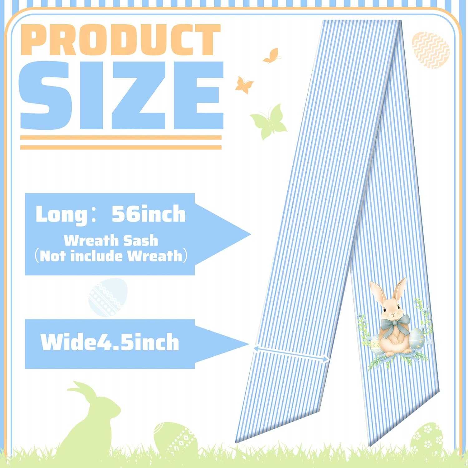 VitalCozy Easter Bunny Wreath Sash - Satin Ribbon for Monogrammed Decor | Indoor/Outdoor Use