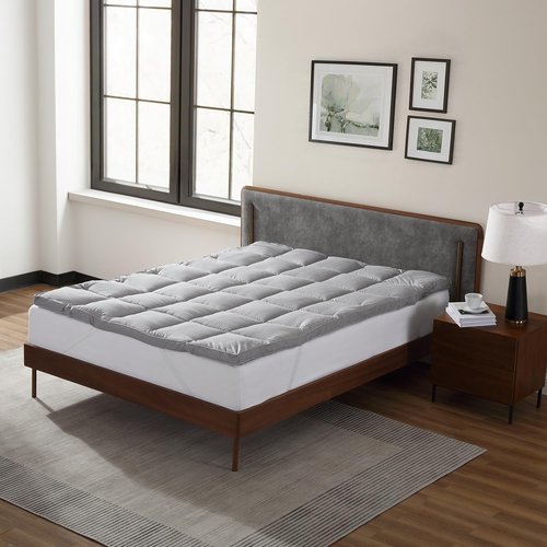 CirclesHome Grey Futon Mattress Toppers with Anti-Slip Anchors - Futon Cover Filled with Plush Down Alternative Fill - Full Size Futon Cover is Soft, Comfortable and Allergy Free (Size: 54 x 75 x 2)