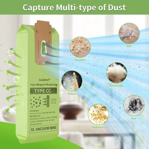 Gudotra 15 Pack Type CC Vacuum Bags Compatible with Oreck Upright Vacuum Cleaner XL XL5 XL7 XL21 2000 3000 4000 7000 8000 9000 Series Replace Part CCPK8 CCPK8DW