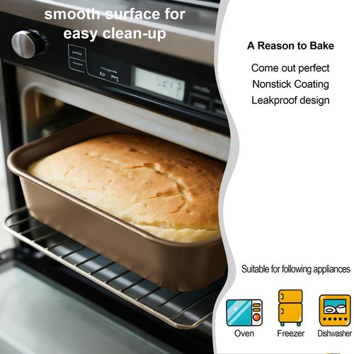 Baking Pan Set of 2, 12.5’’ X 10’’ X 2.4’’ Nonstick Sheet Cake Pan for Christmas Thanksgiving, Durable Cookie Sheets for Baking Lasagna Deep-Dish Pizza Brownies Casseroles, Rose Gold & Easy to Clean