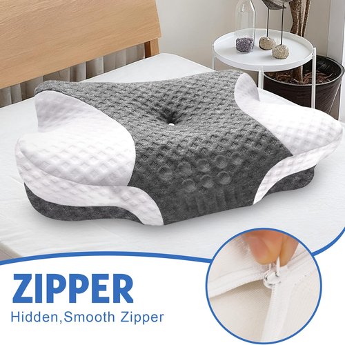 VJASD Pillowcase Cervical Neck Pillows - 1 Pack Ergonomic Case Smooth & Soft Pillowcase - Grey Pillow Cover with Zipper