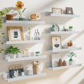Heimlove 16-Inch Picture Ledge Shelf Set of 8 - White Floating Wall Shelves for Living Room & Nursery