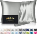 Mulberry Silk Pillowcases | King Size Natural Silk Satin for Hair & Skin | Silver Grey with Zipper