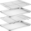 Yododo Baking Sheet Set - Stainless Steel Cookie Sheet with Cooling Racks | 4-Piece (2 Sheets + 2 Racks) - 17½ Inch