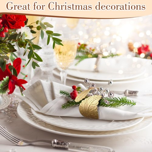 Bokon 100 Pcs Gold Napkin Rings for Wedding Shiny Metal Napkin Holder Study Leaf Shaped Table Decor for Dinner Parties Celebrations Receptions Thanksgiving Easter Christmas