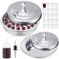 Zhehao 2 Pcs Communion Set Holy Trays for Churches with Lid Communion Plates with Lid Churches Cups Filler and Disposable Cups Supplies (Silver)