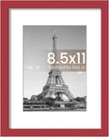 Upsimples 8.5x11 Picture Frame - Versatile Display for 6x8 Photos with Mat or 8.5x11 Without - Red, 1 Pack