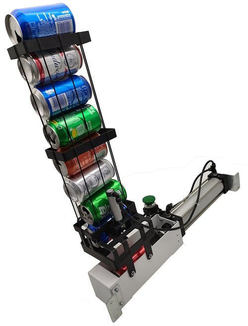 NKAIKE Auto Aluminum Can Crusher, Heavy Duty Pneumatic Cylinder Soda Beer Can Crusher, Eco-Friendly Recycling Tool (Automatic Button Feeding Style)