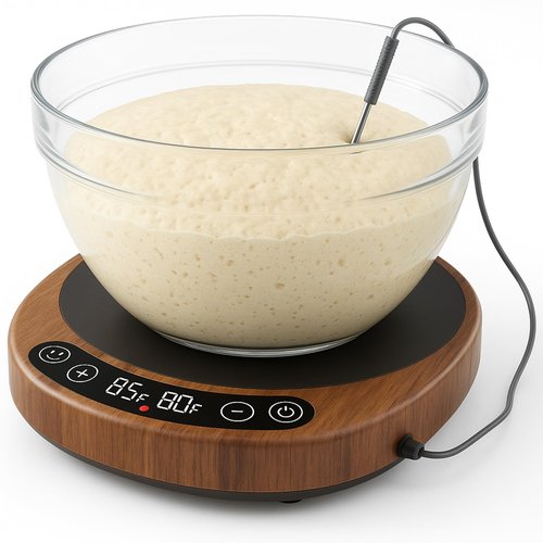 Risecret Pro 2026 Larger Sourdough Starter And Dough Warmer– Upgraded with Real-Time Dough Probe, Dual-Temp Display, 70-110°F Precision Control, 24H Timer Game Changer For Home Bakers White Wood