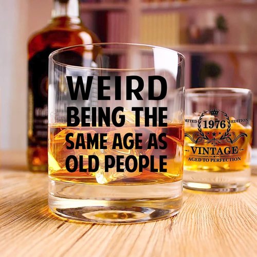 NewEleven 50th Birthday Gifts For Him, Men - 1976 50th Birthday Decorations, Funny Gifts For Men, Husband, Dad - Cool Whiskey Gifts Idea From Her, Wife - Whiskey Glass