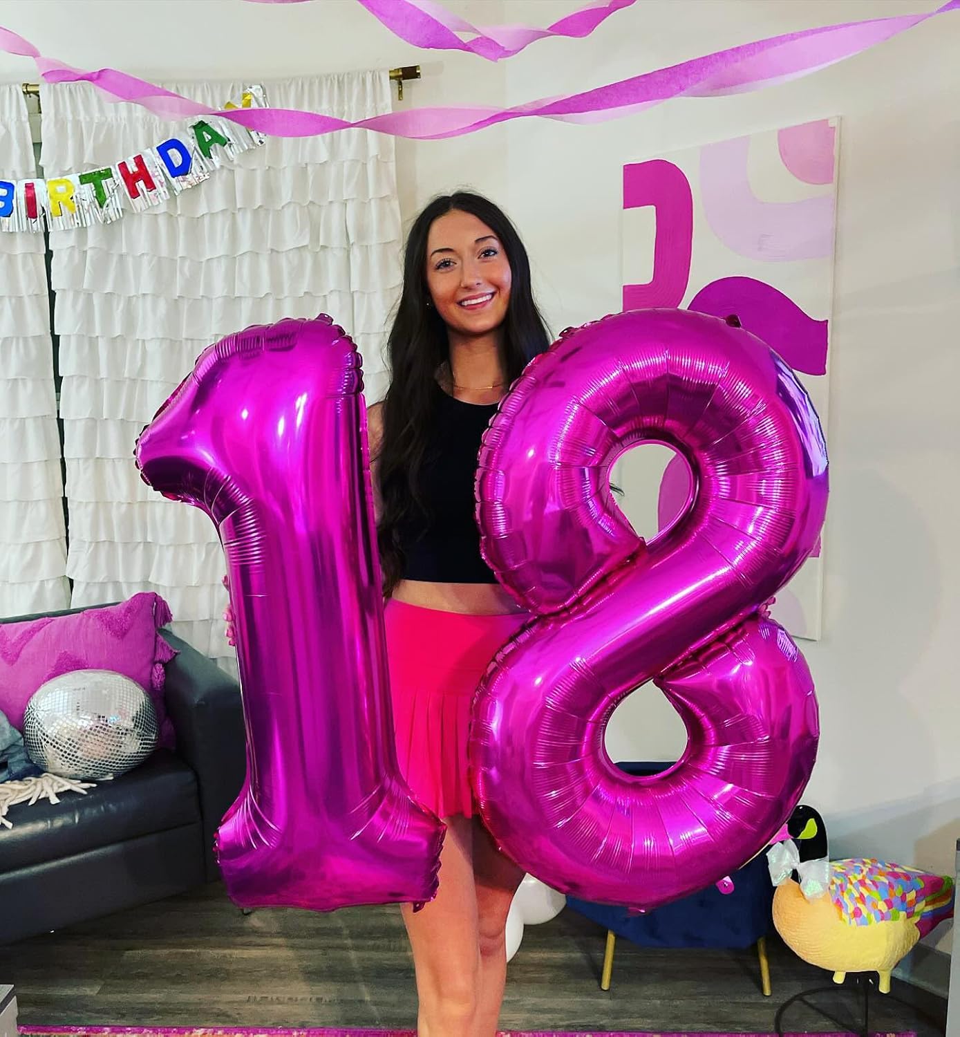 Regine Switzerland 40-Inch Giant Number 1 Balloon - Rosy Purple First Birthday Decoration for Girls