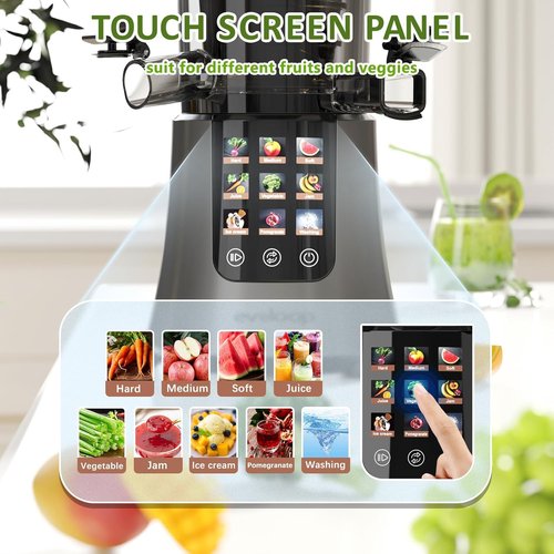 Cold Press Juicer, 3.2" Feed Chute with Dual Strainers (Juice & Sorbet), Cold Press Juicer For Whole Fruits & Vegetables, Juicer Machines with BPA Free (Gray)