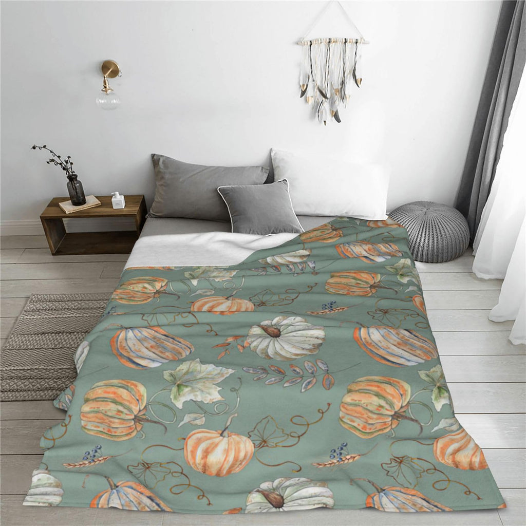 Fall Throw Blanket Fall Decor Autumn Pumpkin Leaves Flannel Fleece Blanket Gifts for Girls Boys Farmhouse Super Warm Soft Cozy Plush Lightweight Seasonal Bedding Blanket for Couch Kids Adult 50"X40"