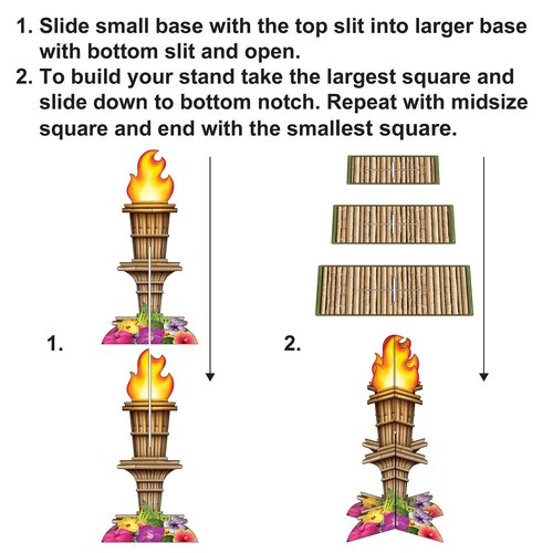 Beistle Tiki Torch Cupcake Stand Cake Holder Display, 15.25" x 11.25", Brown/Tan/Orange/Yellow