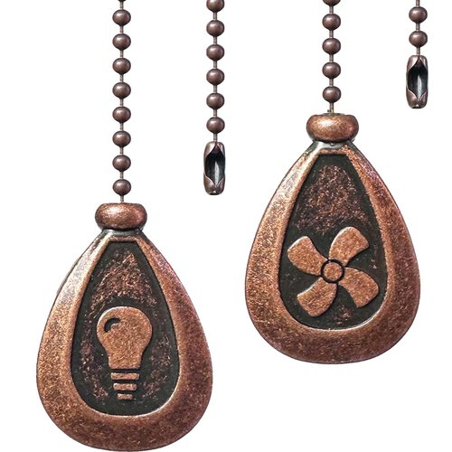 Generic Red Bronze Ceiling Fan Pull Chain Extender 30.48cm chain sash ball fan connector (Red antique brass), DSLL-1