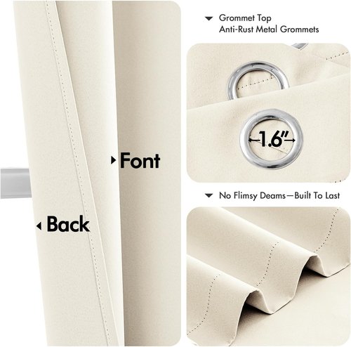 MIULEE Birch Blackout Curtains - Thermal Insulated Room Darkening Drapes | 84 Inches Long, 2 Panels