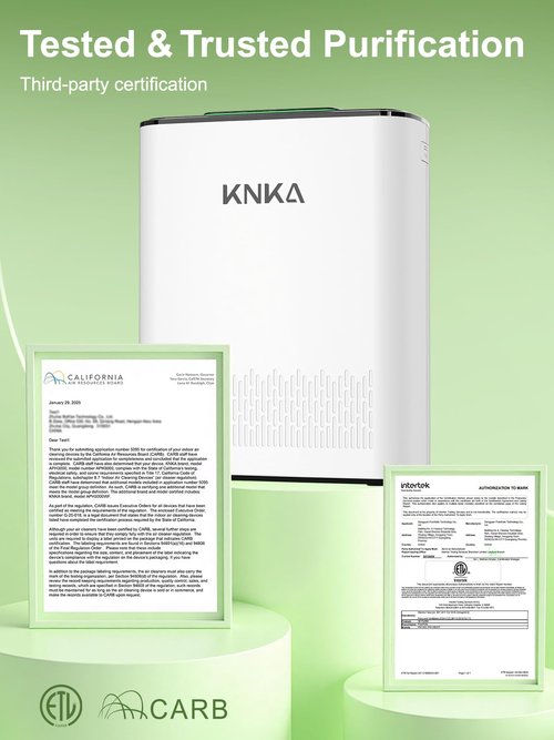 KNKA Air Purifier for Home Large Room Bedroom Up to 1123 Ft² in 1 Hr, Washable Filters, AQI Display, Turbo Mode, Auto & Sleep Modes, HEPA Air Cleaner for Dust, Pet Hair, Pollen (APH3000)