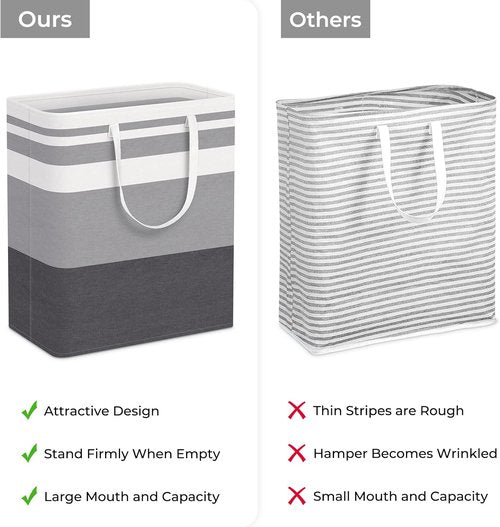 HomeHacks Laundry Basket - Waterproof 100L Freestanding Hamper | Collapsible Tall Design, 2-Pack Gradient Grey