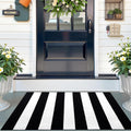 OLANLY Striped Rug - Washable Black and White Cotton Doormat | 2'4" x 3'7" for Indoor/Outdoor Use