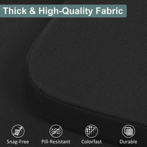 Shinnwa Dining Chairs Pads Set of 4, Patented Design Memory Foam Kitchen Chair Cushions with Ties and Washable Cover, 4 Pack, 17" x 16" x 2", Black