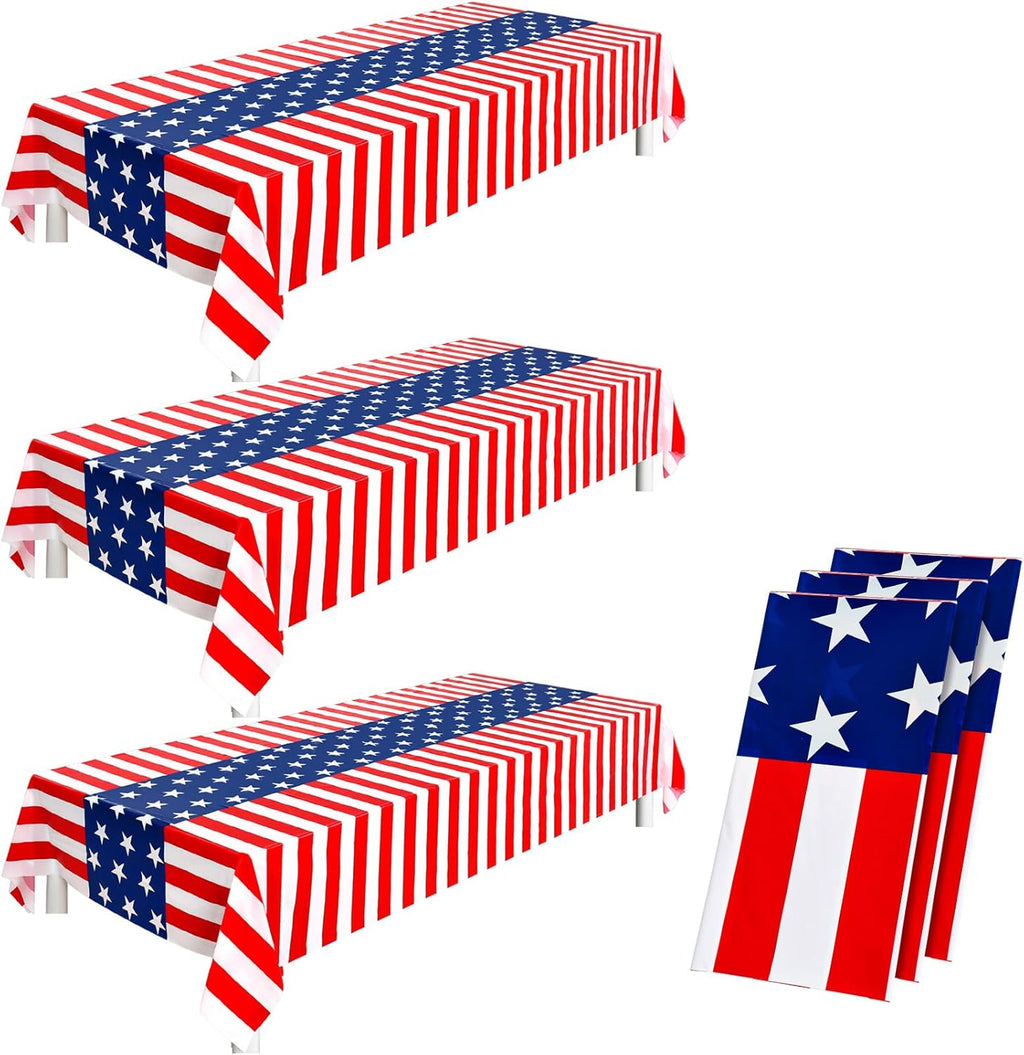 Regine Switzerland Patriotic Tablecloths - Disposable Plastic Covers for Rectangle Tables | 108 x 54 Inch, Perfect for 4th of July Celebrations