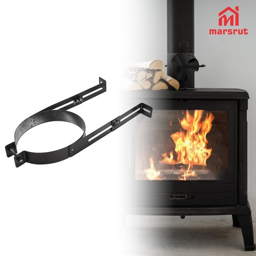 6 Inch Chimney Pipe Support Bracket for Single Wall Pipes, Adjustable Stainless Steel Vent Wall Mount Strap, Stove Pipe Clamp Hanger Holder, Stove Flue Liner Installation, Fireplace Vent Secure