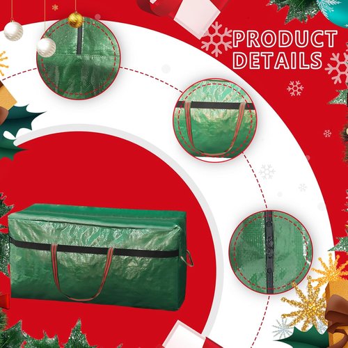 Christmas Tree Bag - Waterproof & Tearproof Storage for 4FT/5FT Trees | Easy Transport with 4 Handles - Green