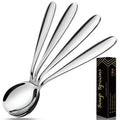 IFERRENS 18/10 Stainless Steel Soup Spoons, 7.3-in Deep Heavy Weight Round Soup Thick Spoons, Suitable for Cereal Bouillon Milk Soup Hot Chocolate Dinner Guest, Pack of 4