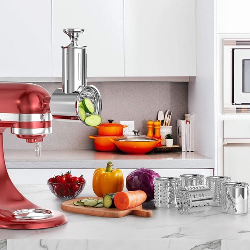 Slicer Shredder Attachment for KitchenAid Stand Mixer with 5 Blades, Cheese Grater Attachment, Fresh Prep Slicer, Bigger Vegetable Salad Maker Accessories for Kitchenaid