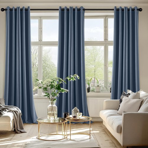 MIULEE Stone Blue Blackout Curtains - Thermal Insulated Room Darkening Drapes | 90-Inch Grommet Top, 2 Panels