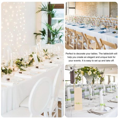 JALANCY 3 Pack Rectangle White Table Cloth Bulk Washable Polyester Table Cover for Wedding Dining Table Buffet Parties Banquet Decoration（60x102Inch, White）
