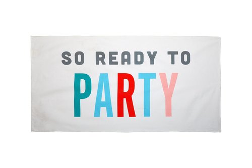 Pearhead Ready to Party Beach Towel, Bachelorette Party Decor, Bride to Be Accessory, Bridal Shower Gift