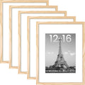 Upsimples 12x16 Picture Frame Set of 5 - Display 8.5x11 or 12x16 Photos | Natural Wall Gallery Frames