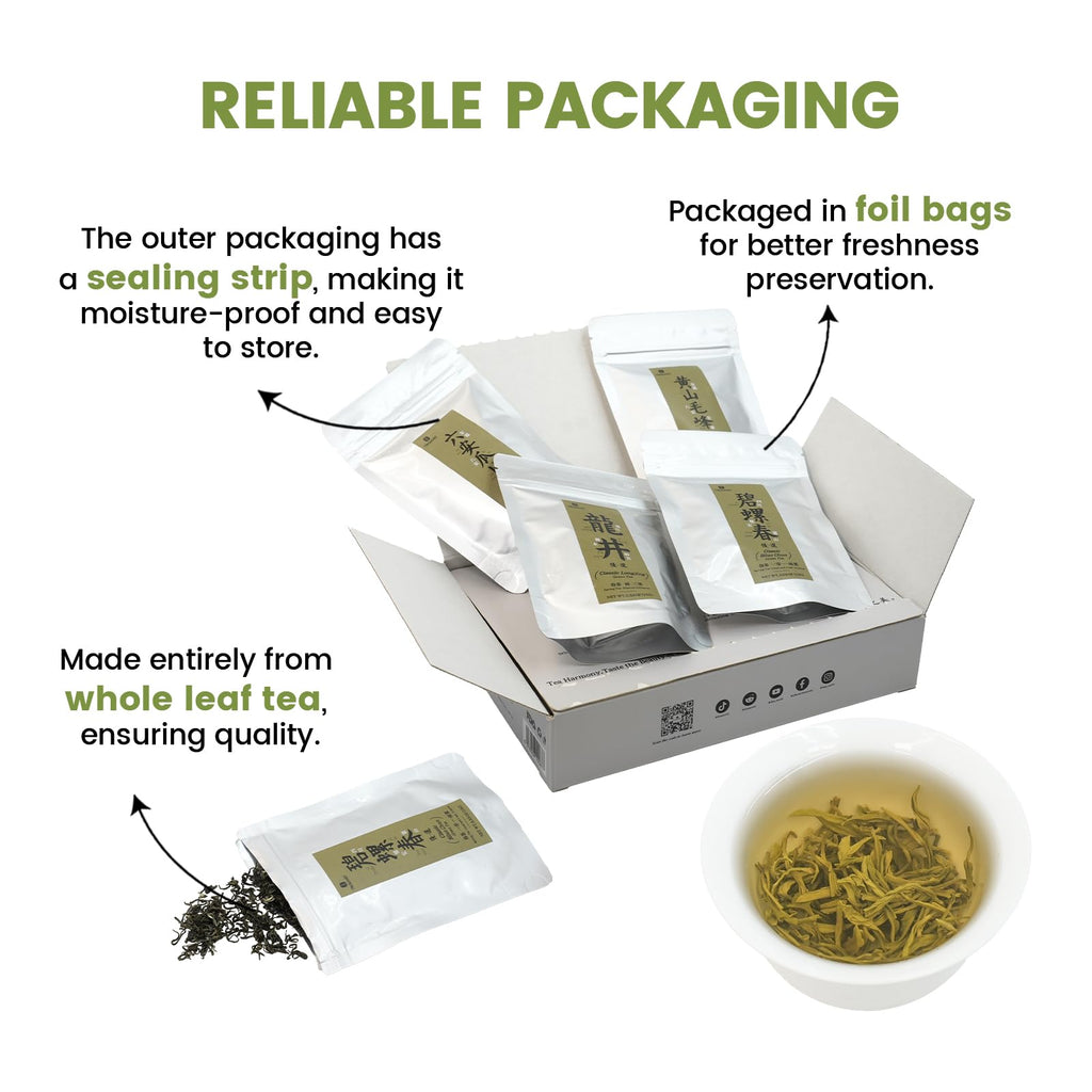 iTeaworld 4 Flavors Tea Samplers of Chinese Green Teas for Beginners,High Level Loose Leaf Green Tea, 2025 New Tea Chinese Loose Leaf Tea, Included Longjing, Biluochun, Lu'an Guapian & Huangshan Maofeng(2.01oz)