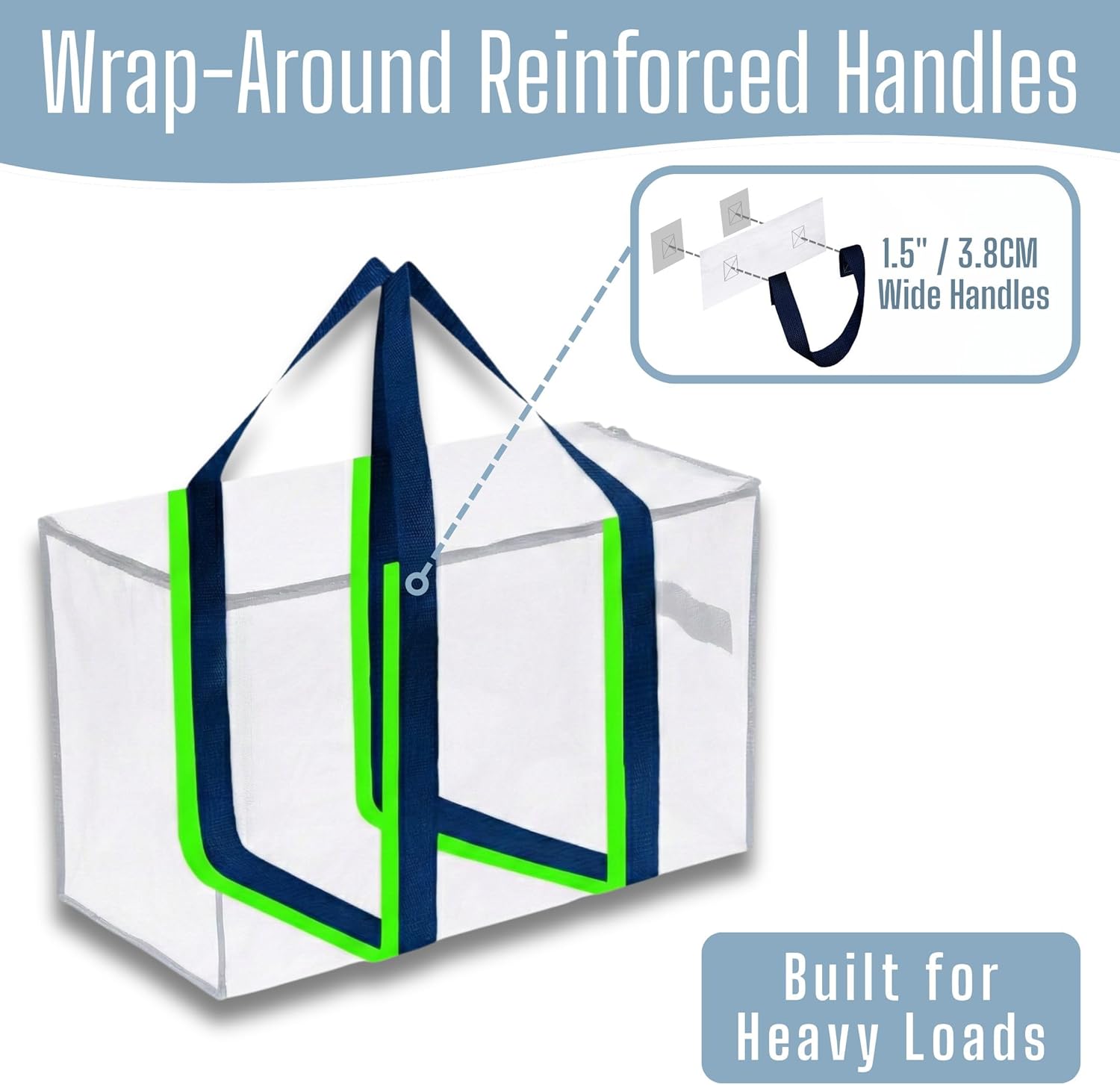 VENO Heavy Duty Moving Bags - Extra Large Storage Solution with Reinforced Handles & Strong Zippers | 10 Pack, Foldable & Reusable