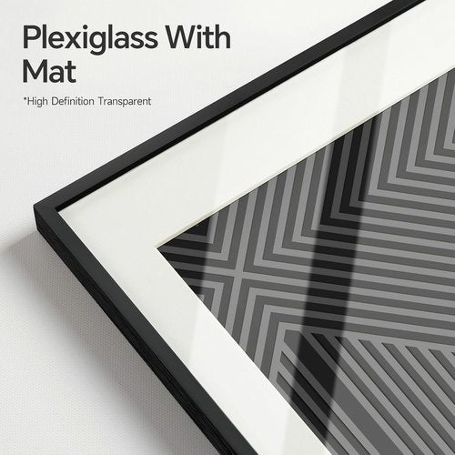 Framed Modern Black and White Abstract Wall Art | Set of 3 Minimalist Canvas Prints 24x36 Inch