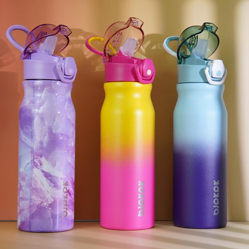 BJPKPK 25oz Insulated Water Bottle - Stainless Steel, BPA-Free, Leak-Proof, Rainbow Color