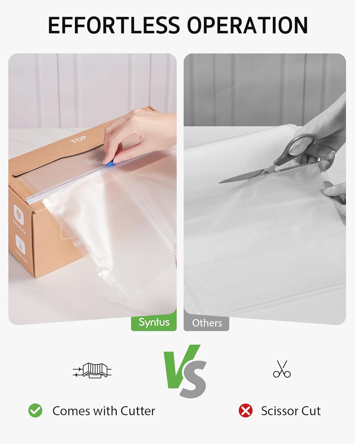 Syntus Vacuum Sealer Bags - 11" x 150' Heavy-Duty BPA-Free Roll with Cutter for Food Storage & Meal Prep