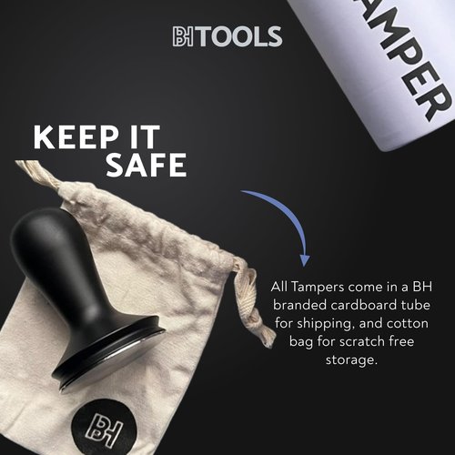 Barista Hustle Espresso Press Tamper 58.4 mm, Premium Barista Coffee Tamper, Black Anodised Aluminium Handle, 304 Stainless Steel Base, Elegant and Lightweight Design