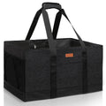 MHOMER Reusable Upright Grocery Bags Extra Waterproof Large Utility Tote Bag with Carrying Handles Foldable Shopping Bags Reinforced Bottom and Side Durable Oxford Fabric Classic Carbon Black